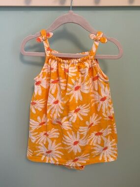 Carter's Orange Daisy Tie-Shoulder Dress